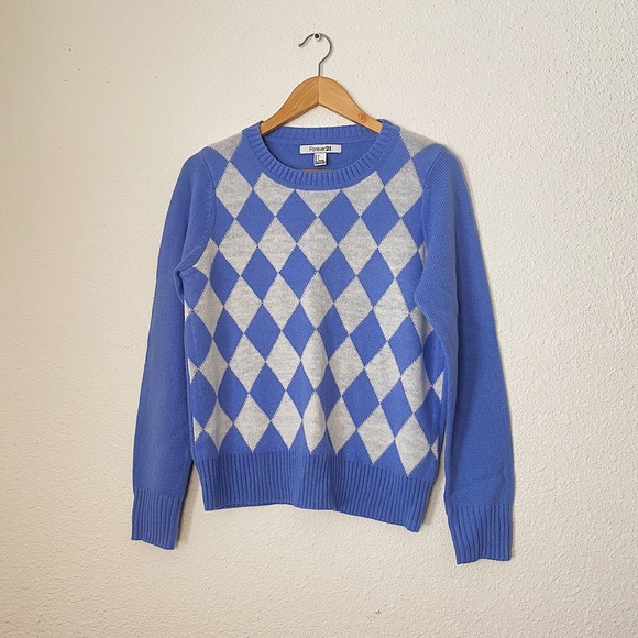Forever 21 Periwinkle Crewneck Argyle Sweater - Picture 4 of 6